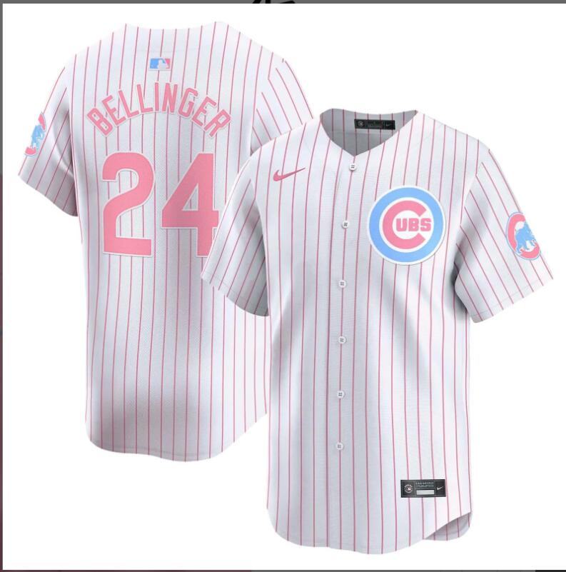 Men Chicago Cubs #24 Bellinger white with red strips 2024 Nike MLB jersey->indianapolis colts->NFL Jersey